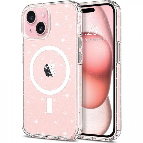 Entronix [Magnetic] Case Compatible with iPhone 15 Plus - [Hard Back] Glitter Clear