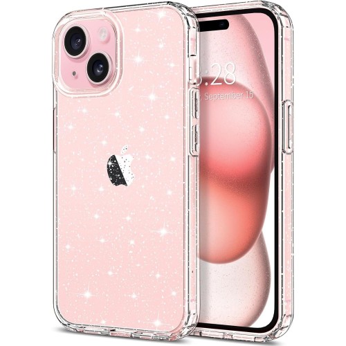 Entronix Case Compatible with iPhone 15 Plus - [Hard Back] Glitter Clear