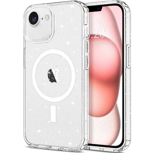 Entronix [Magnetic] Case Compatible with iPhone 16E - [Hard Back] Glitter Clear