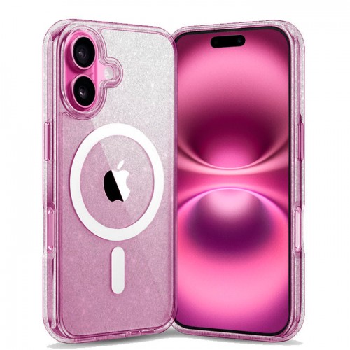 Entronix [Magnetic] Case Compatible with iPhone 16 - [Hard Back] Glitter Clear